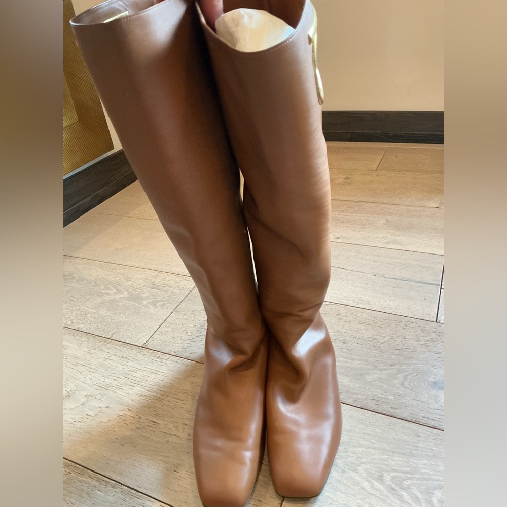 Salvatore Ferragamo Avio Signature O-Ring Knee-high Boots with Gold Accent - Picture 4 of 5